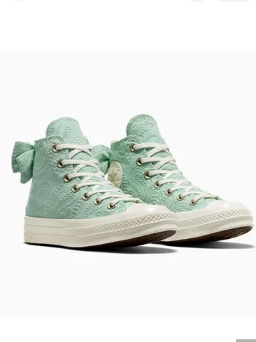 Converse Mint Lace-Up High-Top Sneakers with Bow -NWT no Box size 9 EUR 40